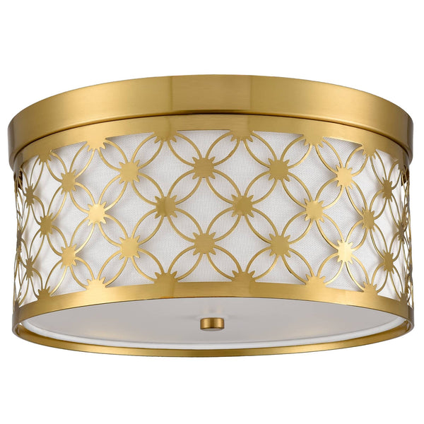 Modern 11'' Round Drum Shade Brushed Gold Dimmable LED Ceiling Light Hallway Light Fixtures